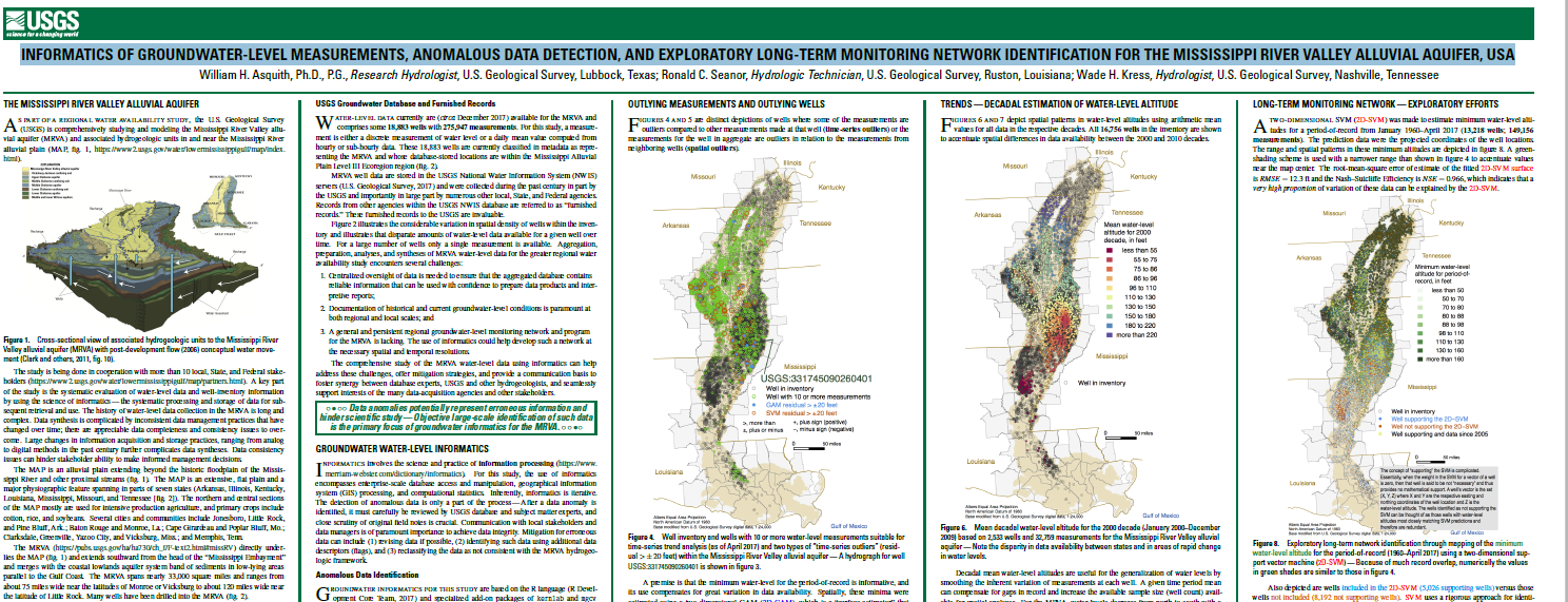 Informatics of Groundwater-Level Measurements, Anomalous Data Detection, and Exploratory Long-Term Monitoring Network Identification for the Mississippi River Valley Alluvial Aquifer, USA